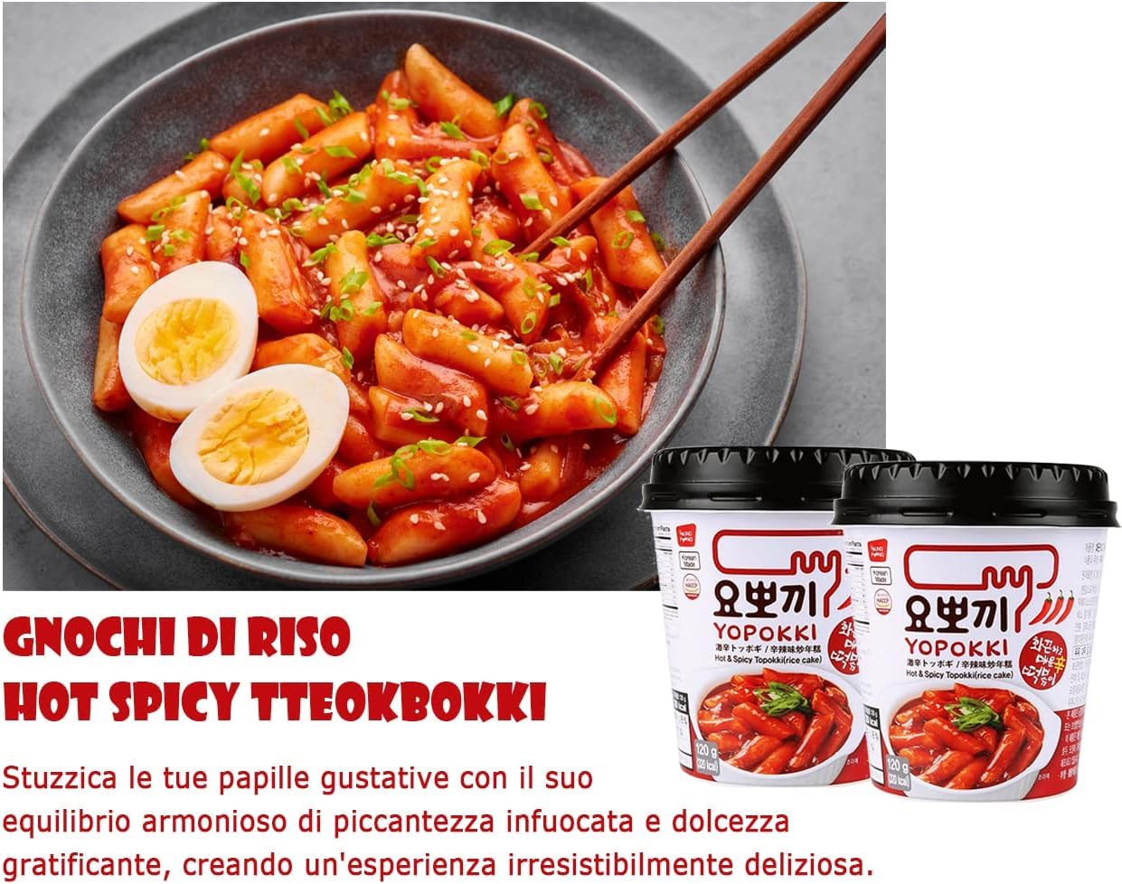 MiFan Tteokbokki Box - Yopokki Cup Pack de Inicio – Gnocchi de Arroz Coreano (4 Unidad, Sabores Mixtos)