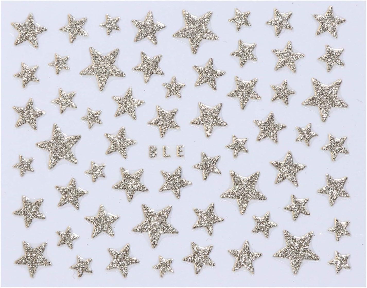 3D Star Pattern Nail Art Stickers Colorful Glitter Transfer Slider Gold Silver Nail Decals DIY Decoration 5.4x6.3cm zhengpingpai (Color : Gold)