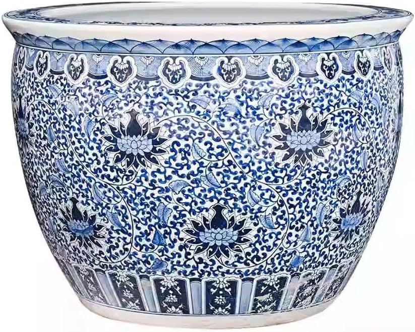 Aquarium Ceramic Fish Tank Goldfish Turtle Tank Outdoor Fish Basin Household Ornaments Large Fish Tank Small Rice Tank Fish Tank Decorations (Size : Large)