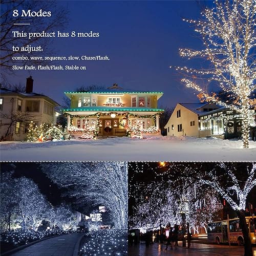 Miniatura 3 de Guirnalda de luces de Navidad, 220 LED para interiores y exteriores, impermeable, 8 modos, 82 pies, luces parpadeantes de 82 pies, enchufe de