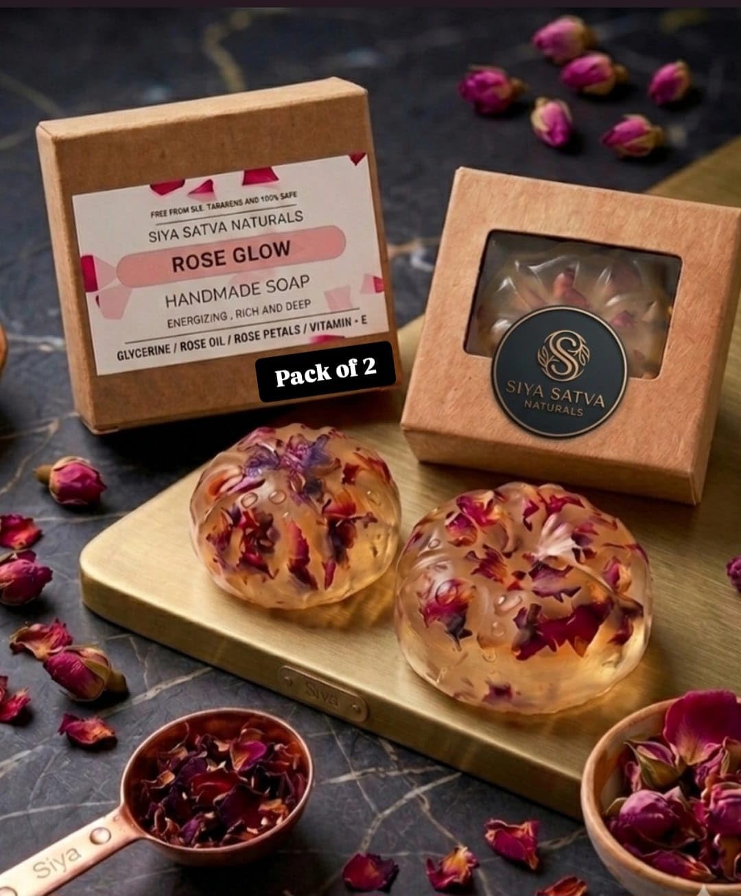 Rose Glow | Handmade Soap with Goodness of Rose Petals and Oil, Manjistha, Beetroot, Glycerine and Vitamin E, | Free from Paraben/SLS/SLES/Articfical Color | 100gm Each | Pack of 2-image-39