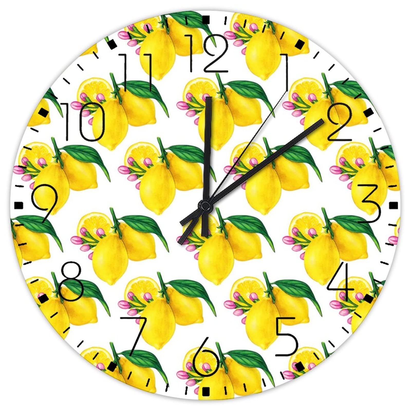 Horloge murale en bois de citron ronde de 38 cm pour decoration rustique