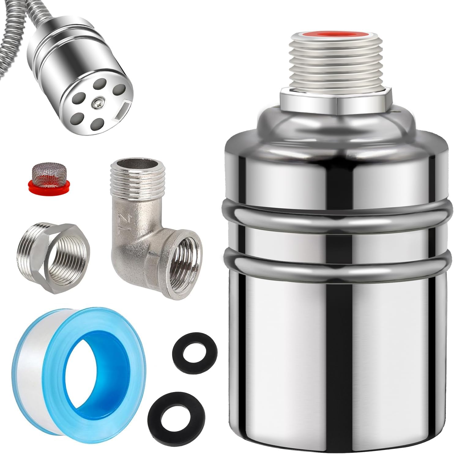 FY8 304 Stainless Steel Automatic Float Valve, 1/2" Mini Water Level Control Valve, No Electricity Needed, Orange