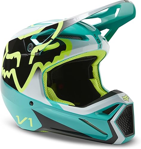 Fox Racing V1 Casco de motocross, verde azulado LEED, XL