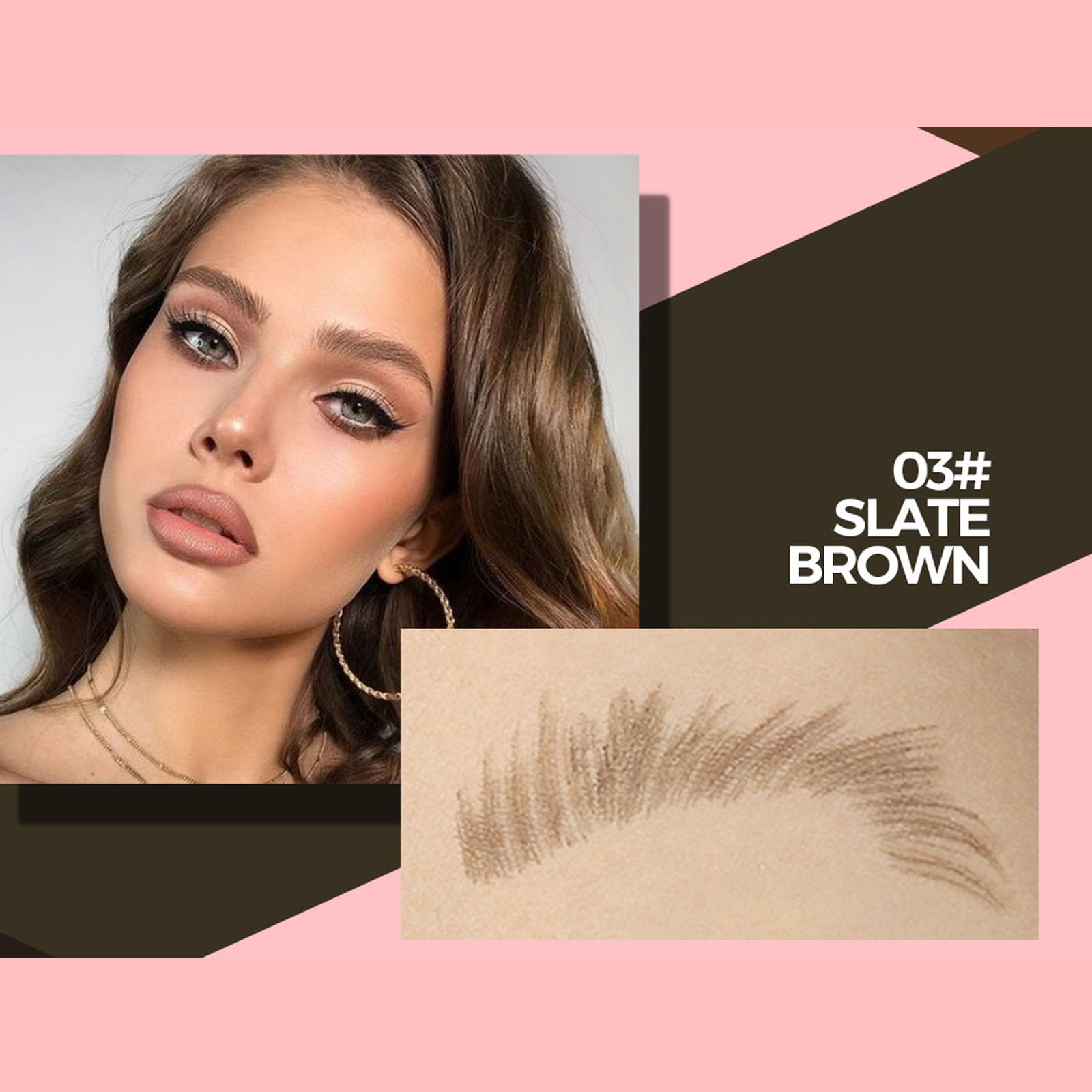 Square Eyebrow Pen, Waterproof Long-Lasting Precise Liner Pencil With Quick-Dry Smudgeproof Formula - Image 2