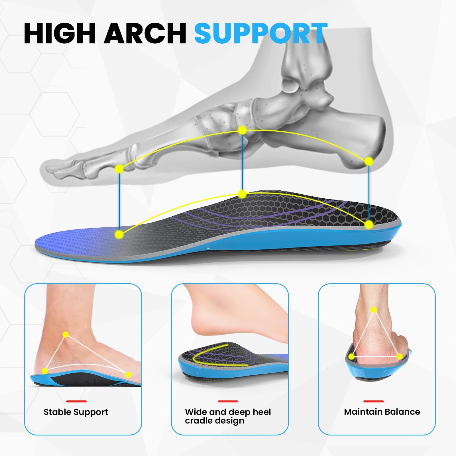 Semelles en fibre de carbone pour hommes et femmes - Sumiwish (1 paire) - Support rigide pour arche haute et rigidité - Support rigide pour l'hallux rigidus, l'hallux rigidus, le morton toe - XS