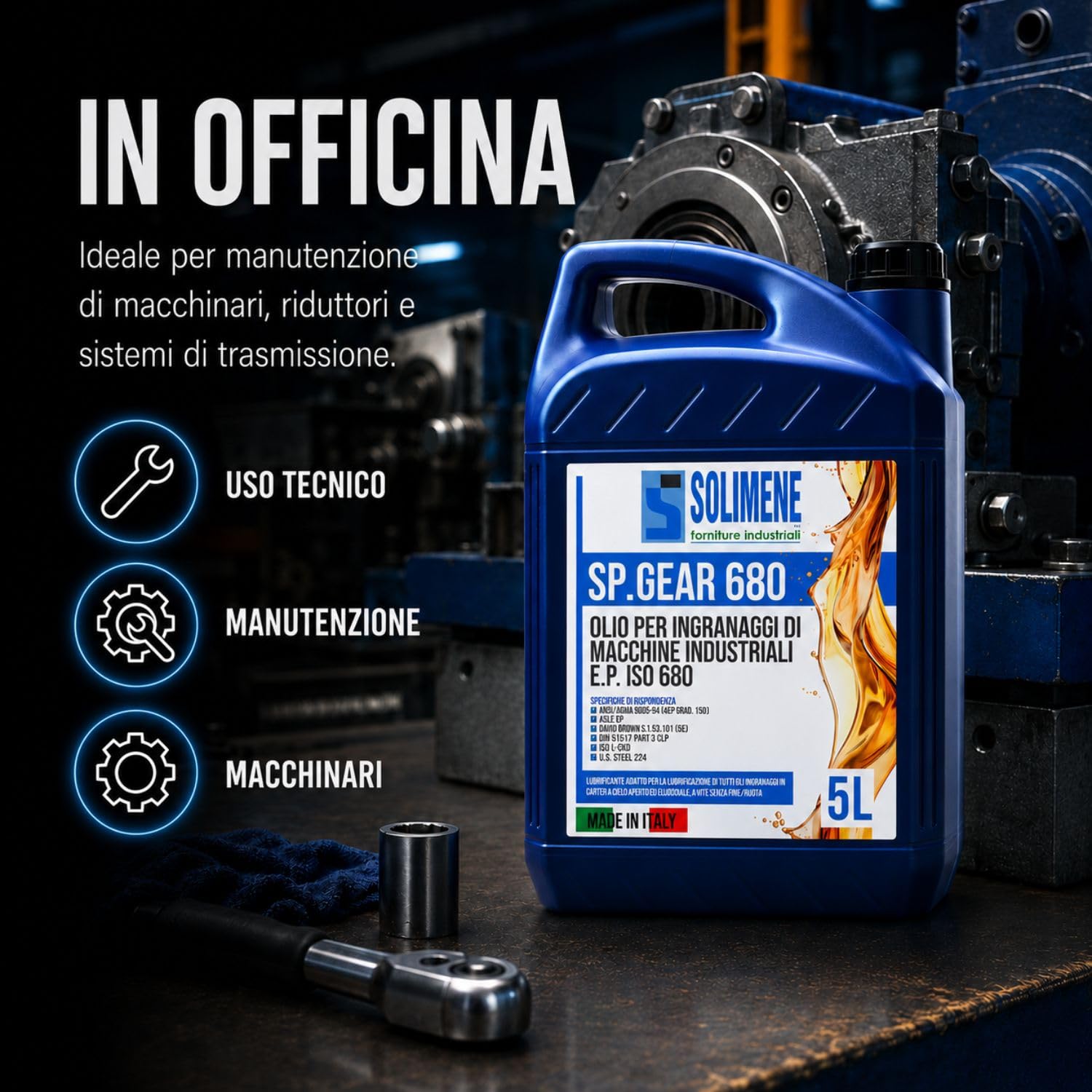 OLIO EP 680 GR PER RIDUTTORI - INGRANAGGI ALTA QUALITÀ (AGIP BLASIA) 5 LT
