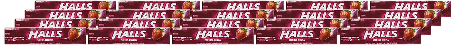 HALLS Cough Drops, (Strawberry, 9 Drops, 20-Pack)