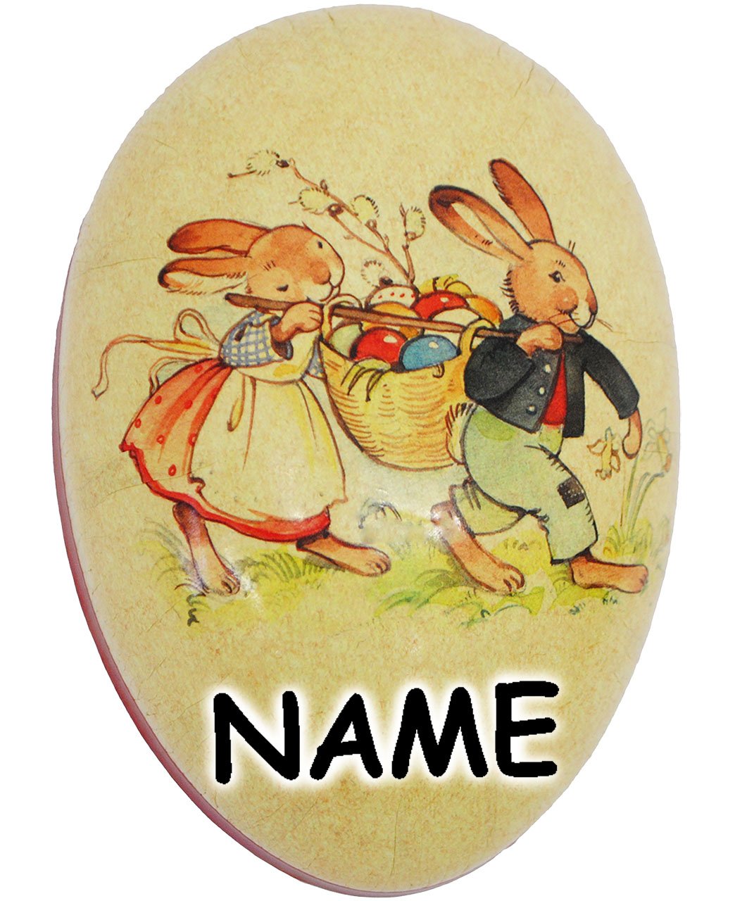 alles-meine.de GmbH Set Ostergras & 10 Füll - Pappeier 12 cm - süße Osterhasen - incl. Name - Osterei/Ei zum befüllen - Deko Pappe Papp Pappeier Dekoei Pappostereier Füll..