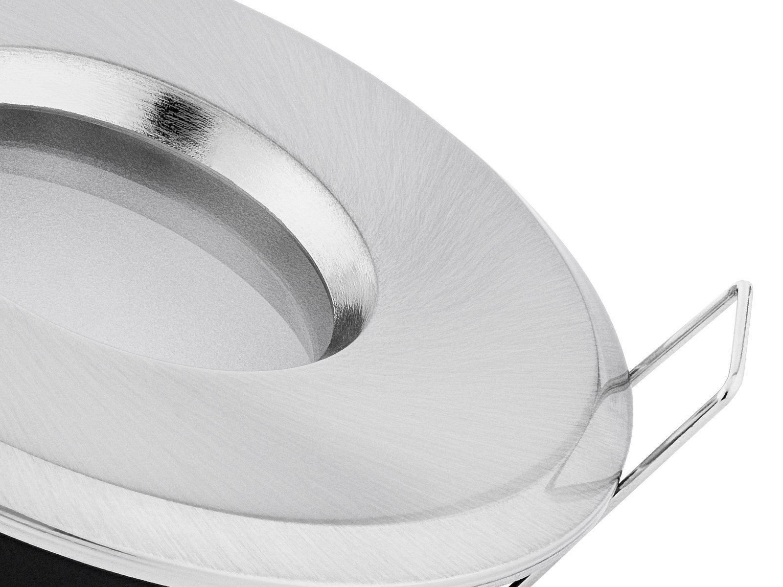 linovum Einbaurahmen 10er Set IP65 silber rund GU10 Bad Fassung | Zehn Deckenrahmen IP65 Alu gebürstet - mit Milchglas für Bad, Dusche & außen, für GU10, inkl. Fassung (ohne Leuchtmittel)