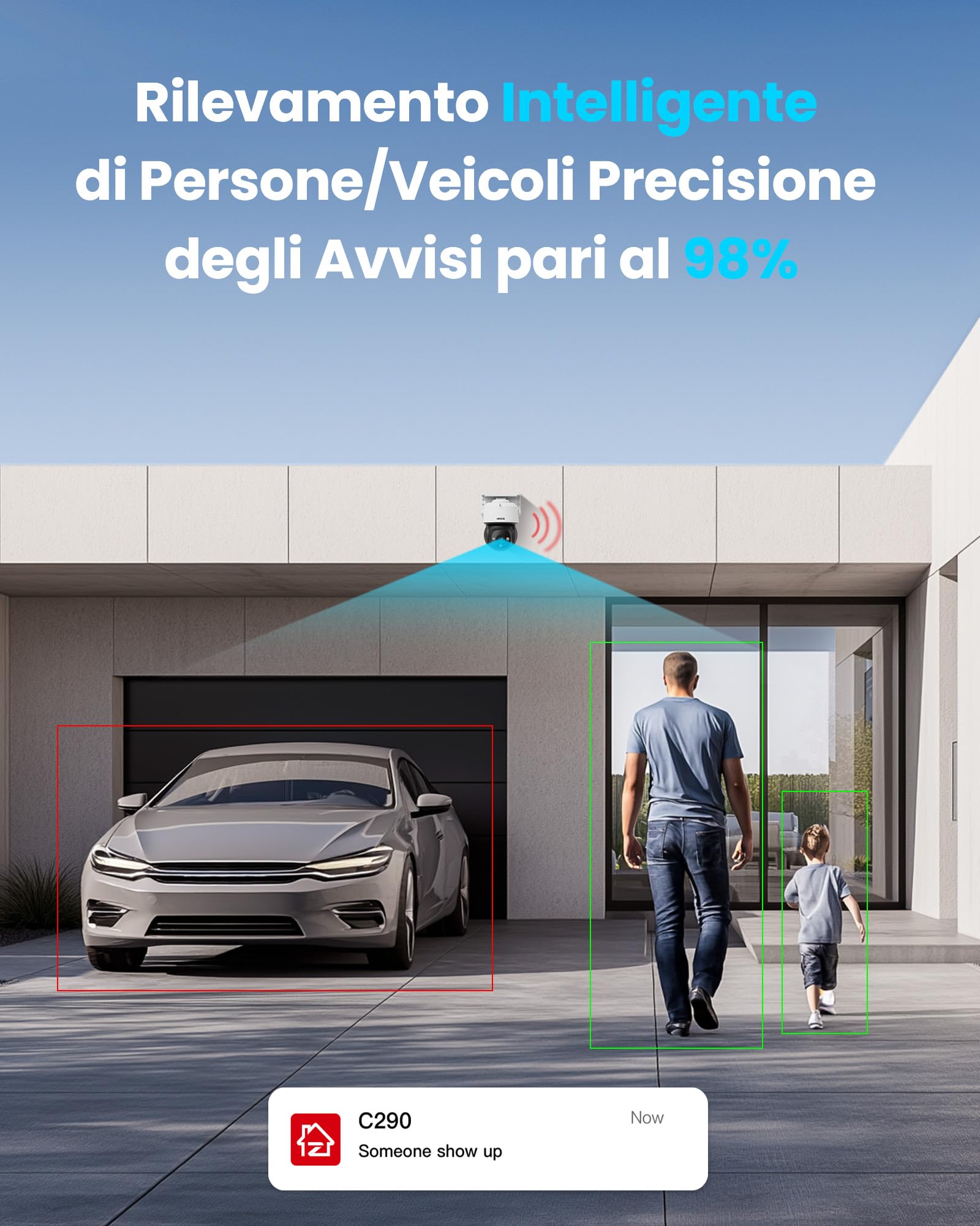 ZOSI 4K PoE PTZ Kit Telecamera Sorveglianza Esterno, 4 Dome, NVR 8CH 2TB | Rilevamento Persona/Veicolo, Inseguimento AI, Audio Bidirezionale, Visione Notturna IR, Rotazione 360°