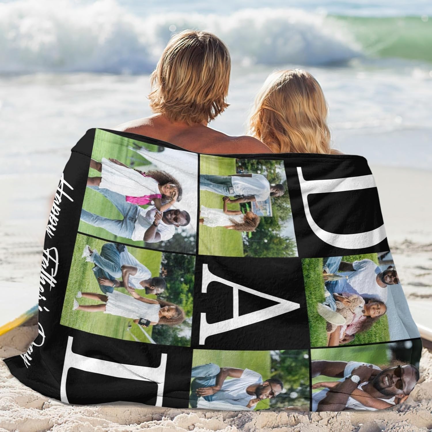 Artsadd Father's Day Blanket for Dad Father, Custom Blankets with Picture Text, Customized Throw Blanket for Dad Father, Made in USA