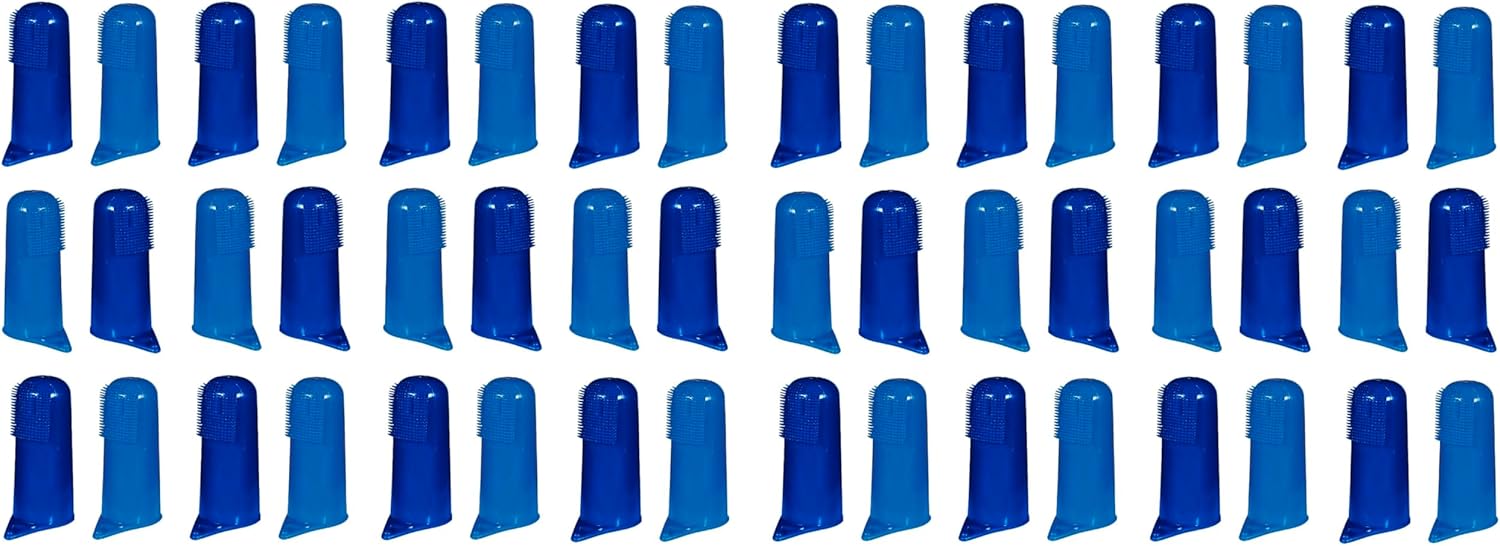 Dog Grooming Dental Bulk Packs Soft Finger Brushes (Assorted, 50 Pack)