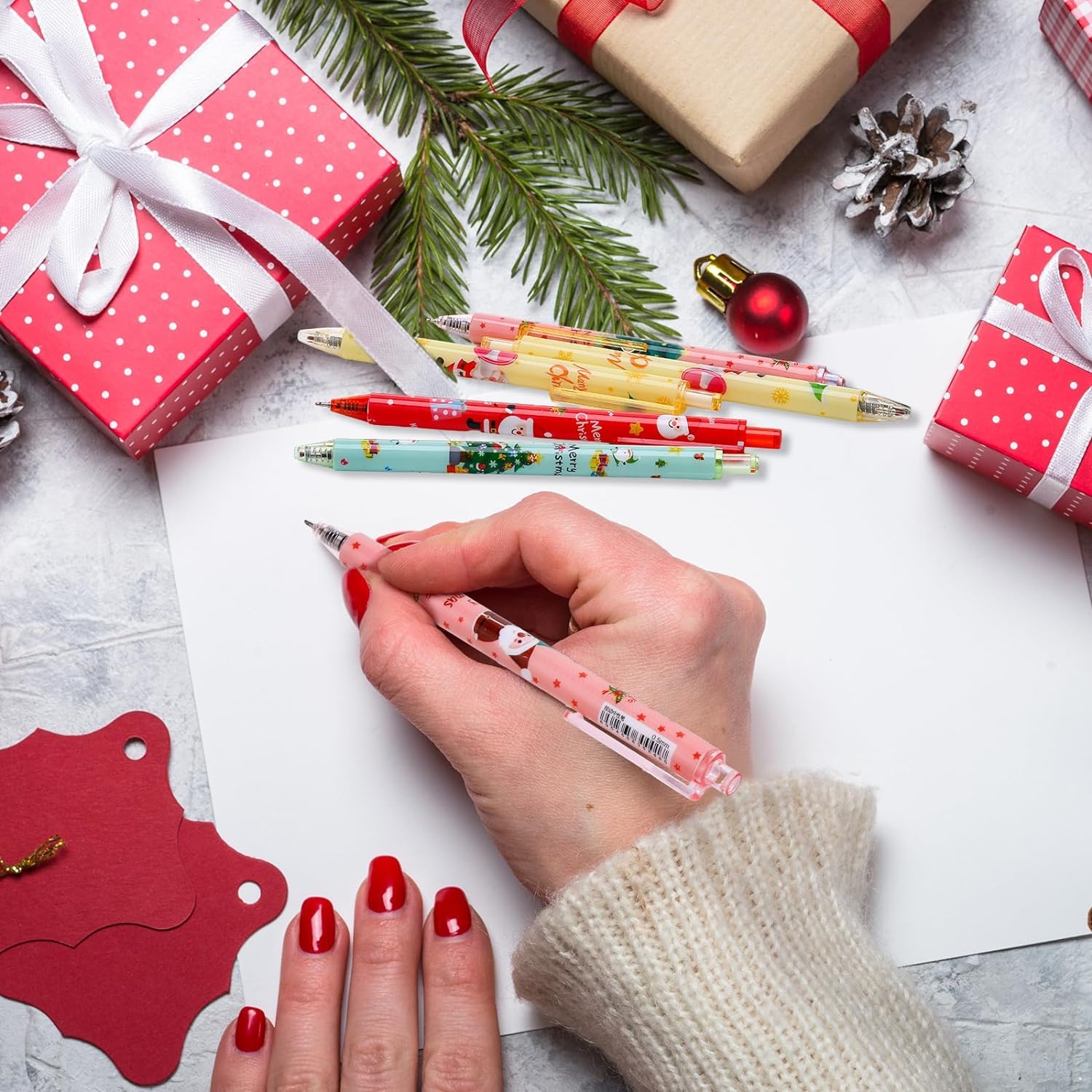 60 Pièces Stylo Canne à Sucre De Noël, 17CM Stylos à Bille