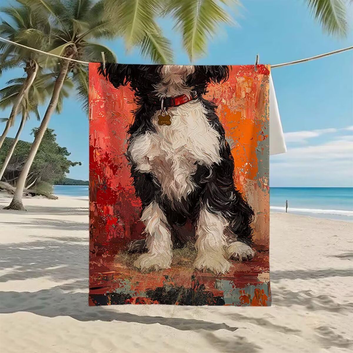 Telo Mare XXL 100x200cm/35x70cm, 2 Set Telo Mare Microfibra Cane Asciugamano Palestra Uomo, Antisabbia, Leggero, Asciugatura Rapida, Teli da Spiaggia Grandi Accessori per Camping Natation Yoga D-64