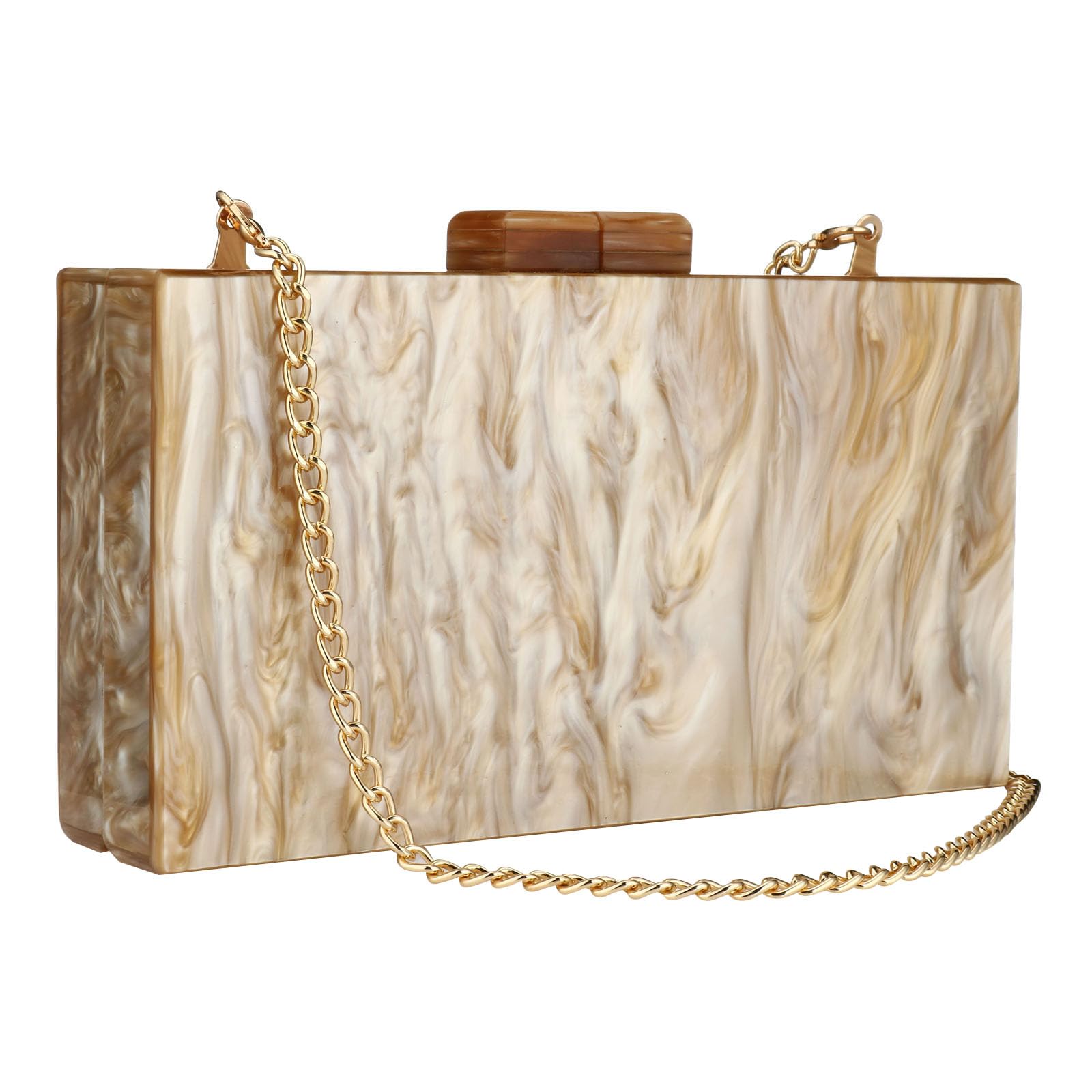 YYW Acrylic Clutch Purses for Women Wedding : Multicolor Evening Crossbody Bag Marbling Handbags with Detachable Chain