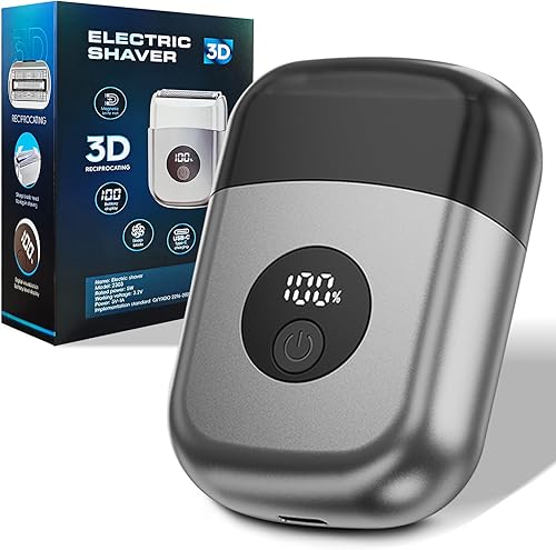 Afeitadoras eléctricas de papel de aluminio para hombres, mini maquinilla de afeitar eléctrica para cara, IPX7 impermeable con pantalla LED grande y