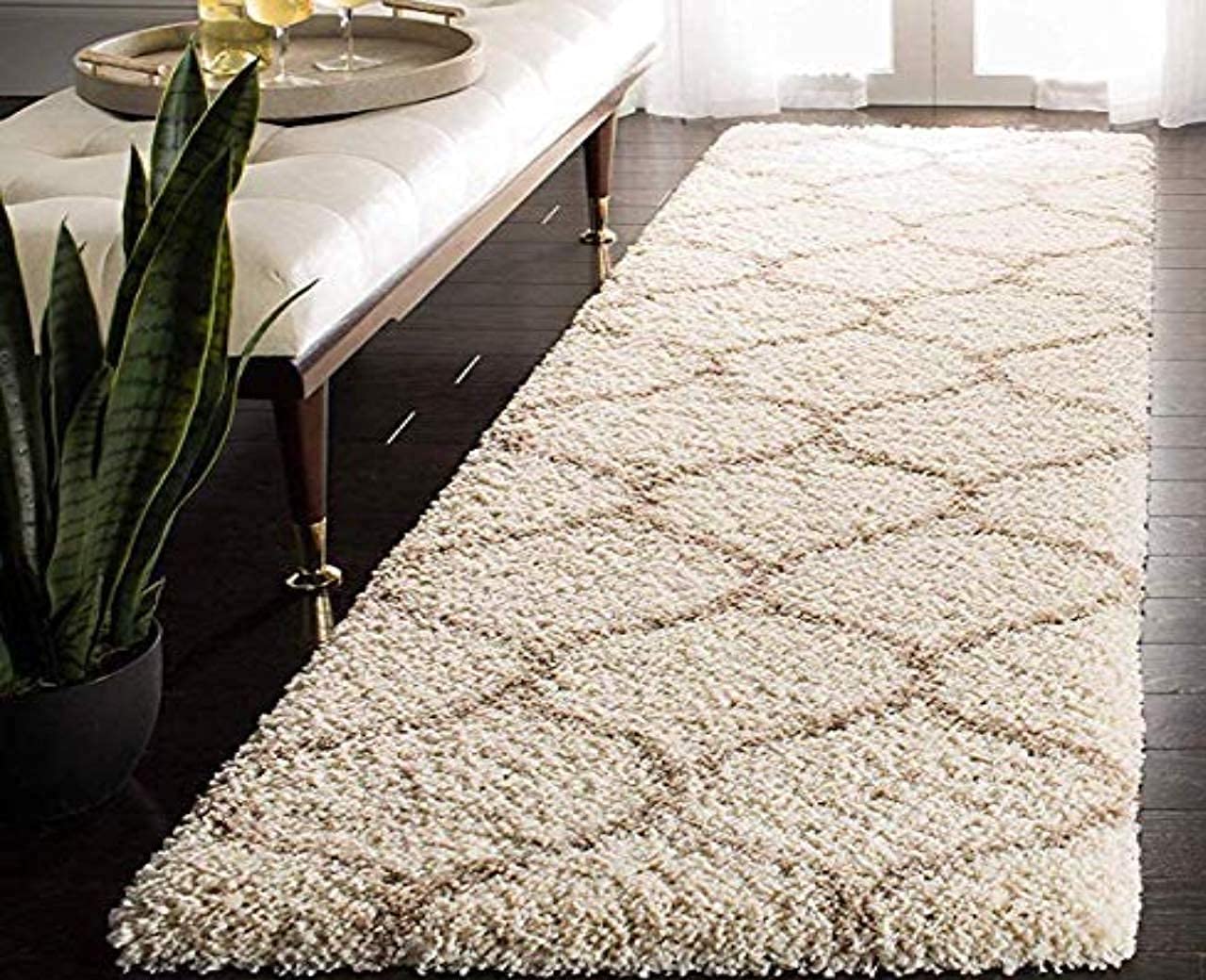 Shardha Home Modern Shaggy Rectangular Shape Carpets And Rugs For Hall, Offices, Kitchens, Bedroom, Living Room And Cabins (2 X 3 Feet, Ivory & Baige)-image-24
