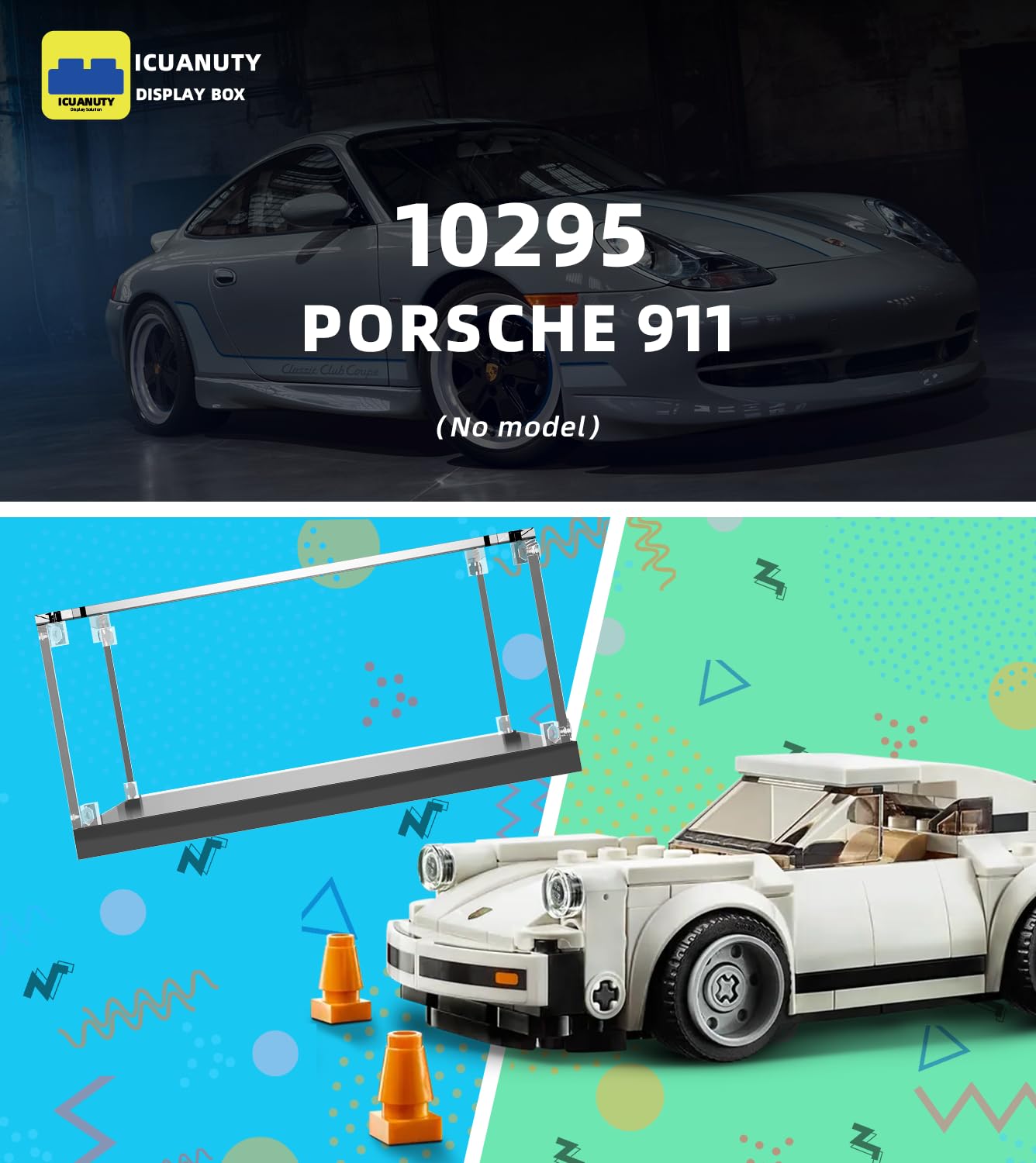 icuanuty Acrylic Display Case for LEGO 10295 Icons Porsche 911 Racing Car - Image 3