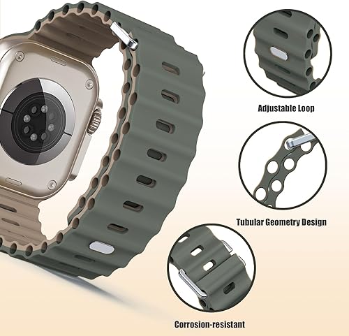 Miniatura 44 de Compatible with Apple Watch Ocean Bands 38mm 40mm 41mm 42mm 44mm 45mm 46mm 49mm Soft Silicone Wristbands Replacement Strap for iWatch Ultra 2 Ultra