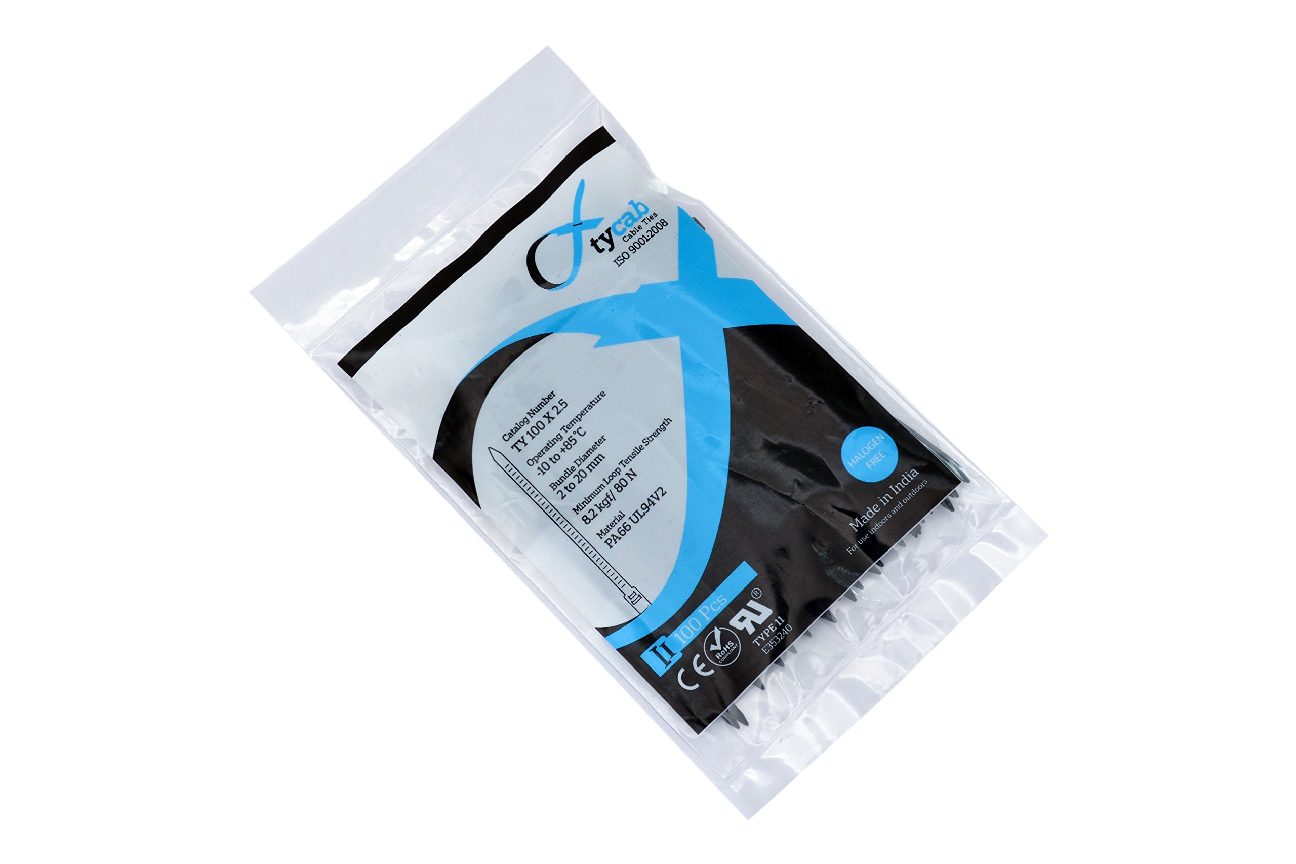 Tycab Nylon Cable Ties 100 mm, 4 Inch, Pack of 100, Black (B075JGJK54) Amazon Price History, Amazon Price Tracker