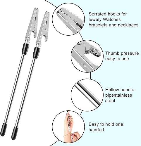 Miniatura 4 de Yolev 2 piezas de pulsera de herramientas de ayuda de joyería, abrazadera para hacer joyas, cierre para sujetar y enganchar reloj, pulsera, collar