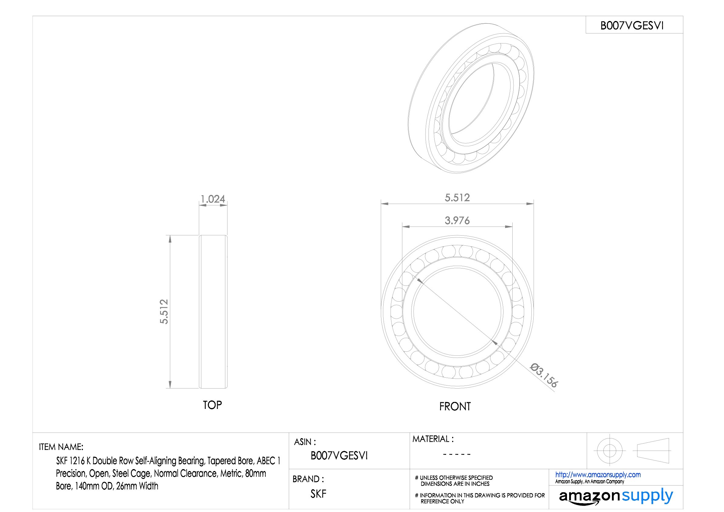SKF Pendelkugellager 1216 K