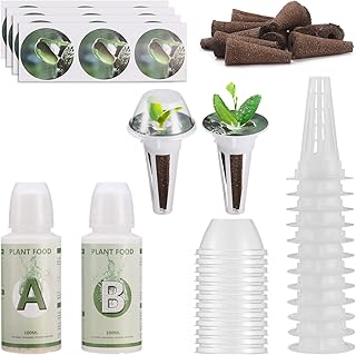 Mokylor 50 Pcs Seed Pods Kit for Aerogarden, Grow Anything Kit for Hydroponics, Plant Pod Kit A&B Solid Plant Fertilize with 12 Grow Baskets, Grow Sponges, Grow Domes and Labels for IDOO, QYO, LYKO