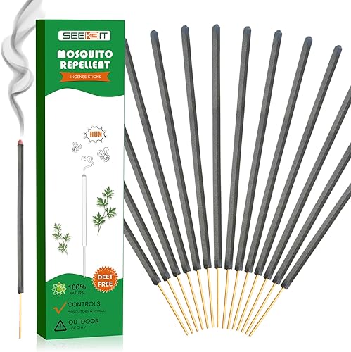 SEEKBIT Repelente de mosquitos para patio al aire libre, 2 varillas repelentes de mosquitos naturales más gruesas, varillas de incienso de citronela