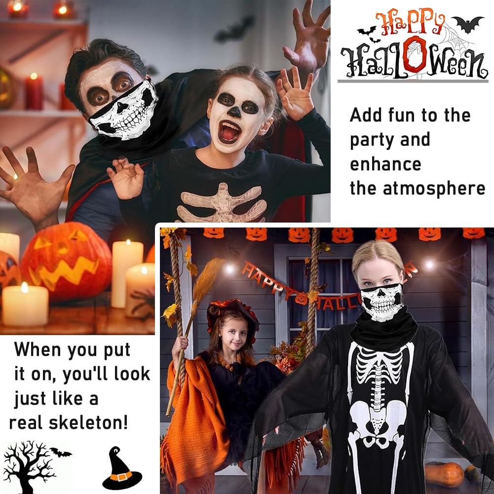 MIFKLMV Halloween Horror Costumes, Adults Kids' Skeleton Costumes, with Spooky Scream Masks, Bone Gloves & Jumpsuits - Image 4