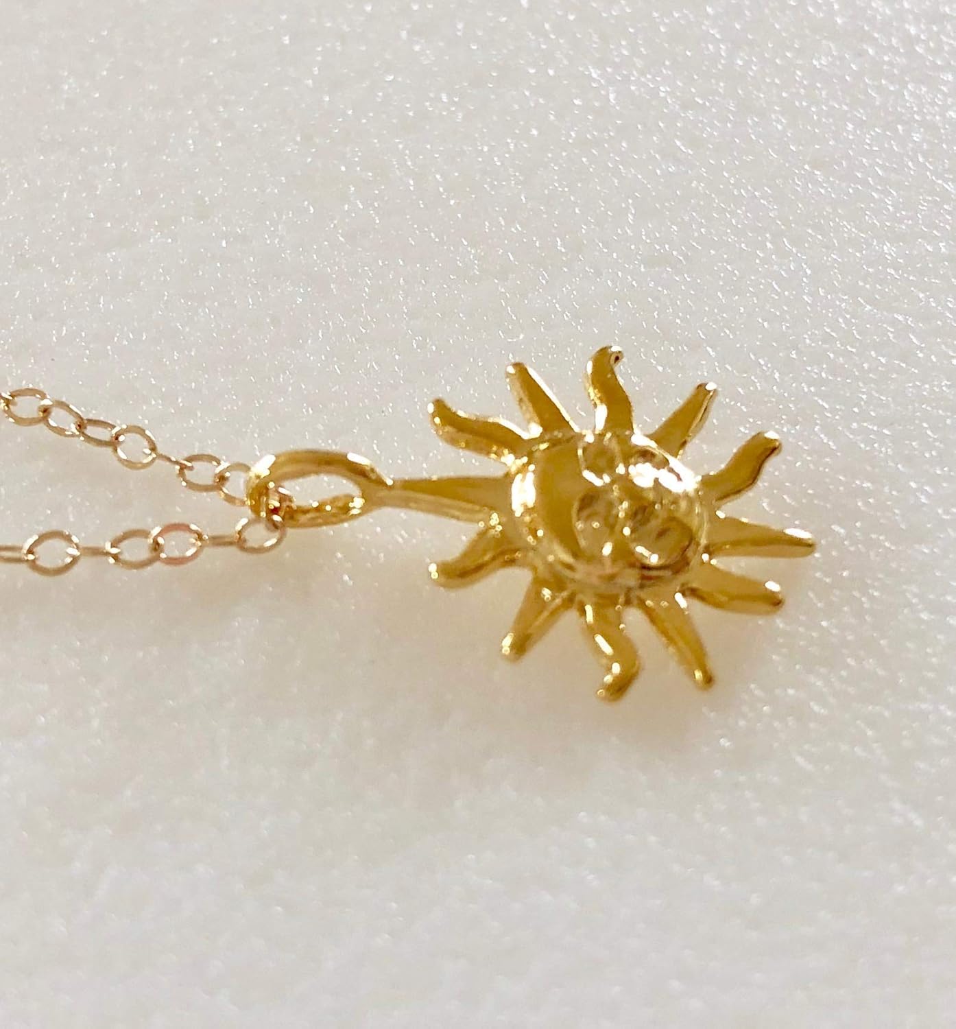 Sun Necklace, Radiant Sun Charm, Happy Face Sun Pendant, Sunshine Necklace, Delicate Sun Necklace, Gold Vermeil, Gold Fill.