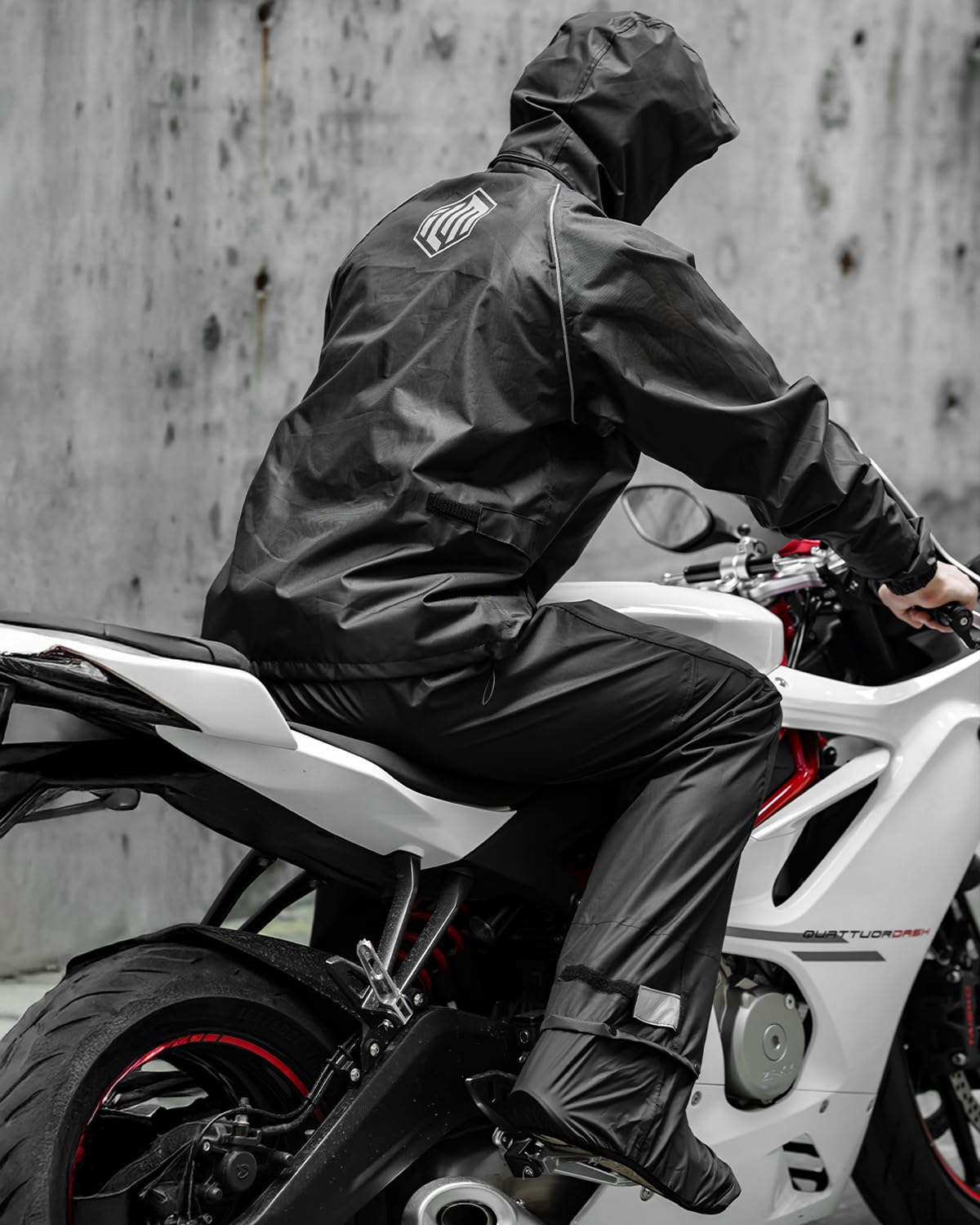 ILM Kombinezon przeciwdeszczowy wodoodporny męski damski kurtka i spodnie pakowalne odblaskowe z ukrytym pokrowcem na buty do motocykla, roweru, wędkowania, wędrówek, kempingu, model RS03