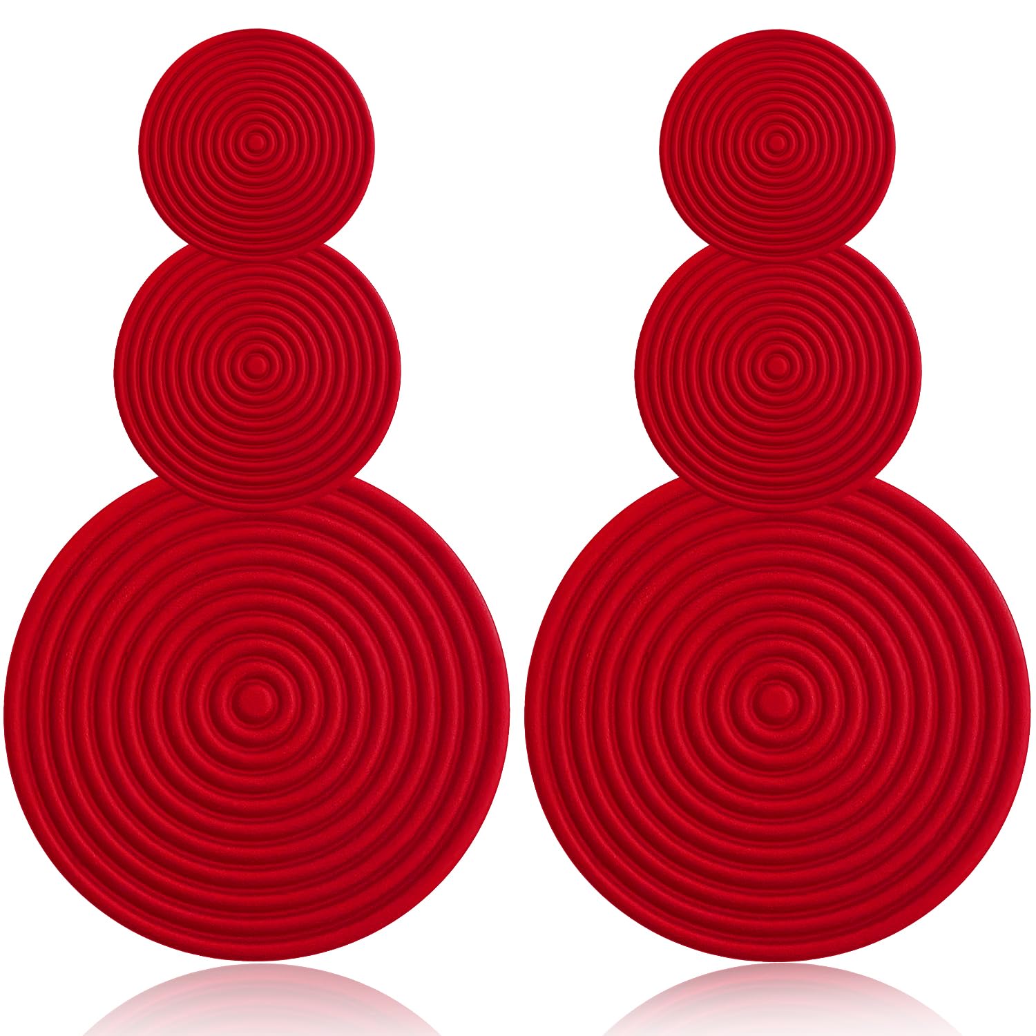 Handmade Long Round Alloy Dangle Drop Earrings - Statement 60s 70s 80s Vintage Gold Disk Round Disc Earrings - Boho Lightweight Summer Beach Jewelry Earring for Women