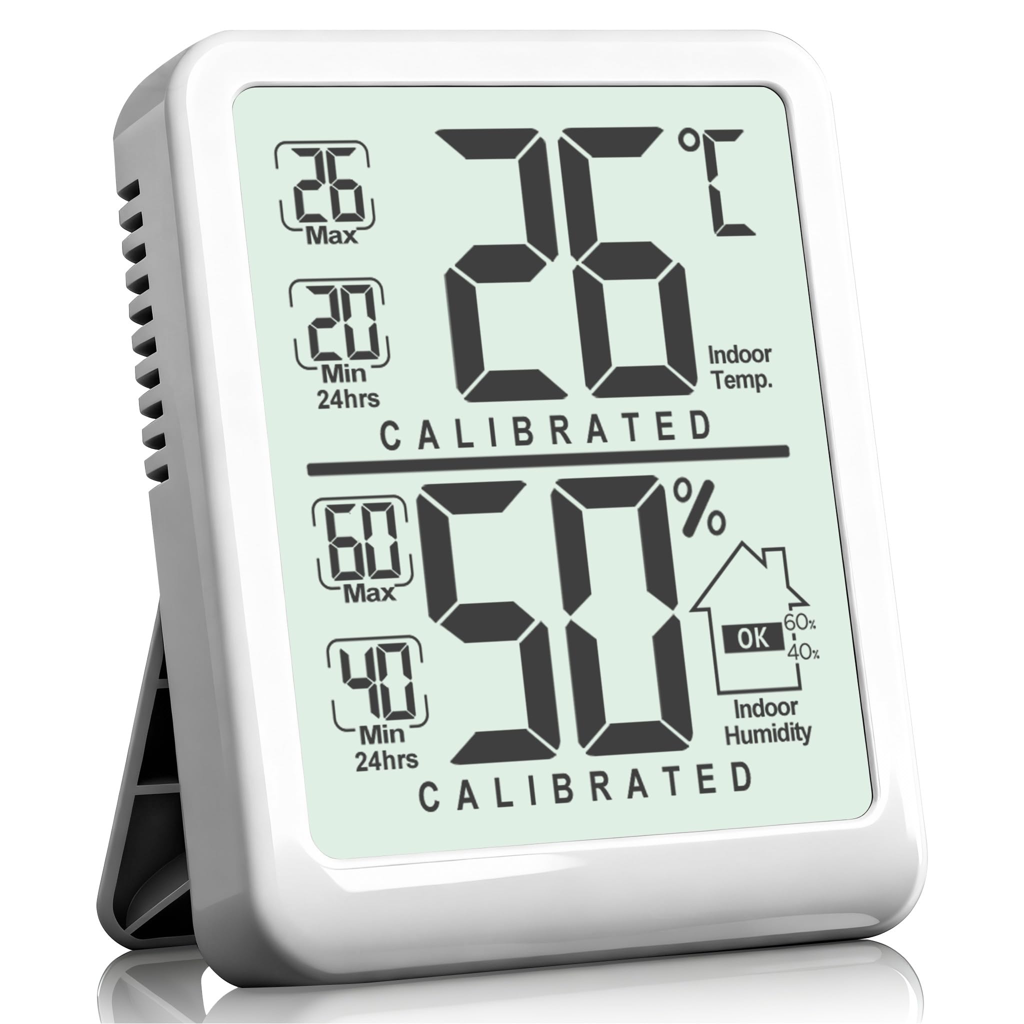 Antonki Room Thermometer, Digital Small Hygrometer Indoor Thermometer Humidity Gauge, Temperature Humidity Meter with Max/Min Record Monitor Sensor for Home, Plants - Battery Included