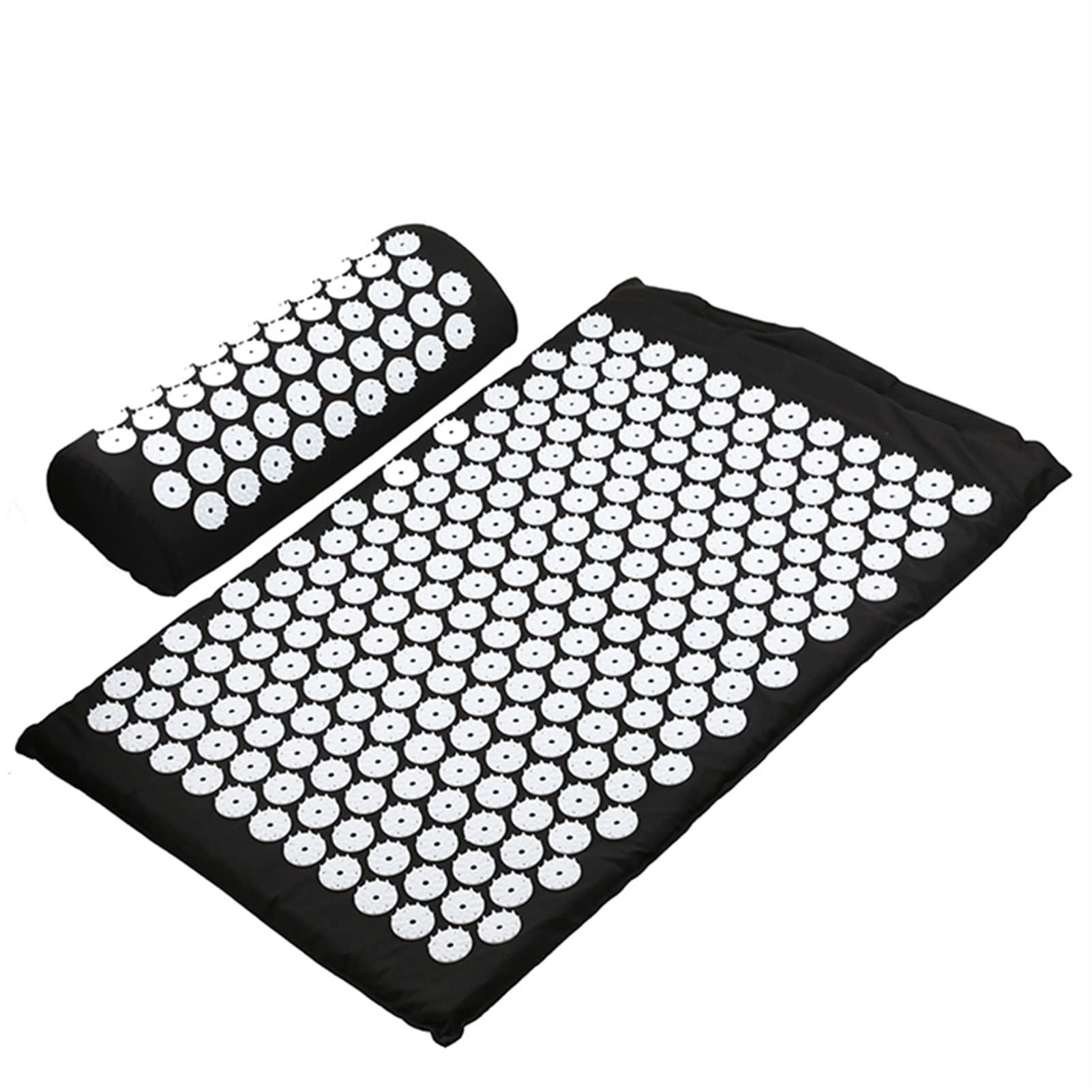 DieffematicYJD Mata do jogi Maty akupresury Masaż złagodzić stres plecy bólu ciała Spike poduszka jogi (Color : Black set no bag)