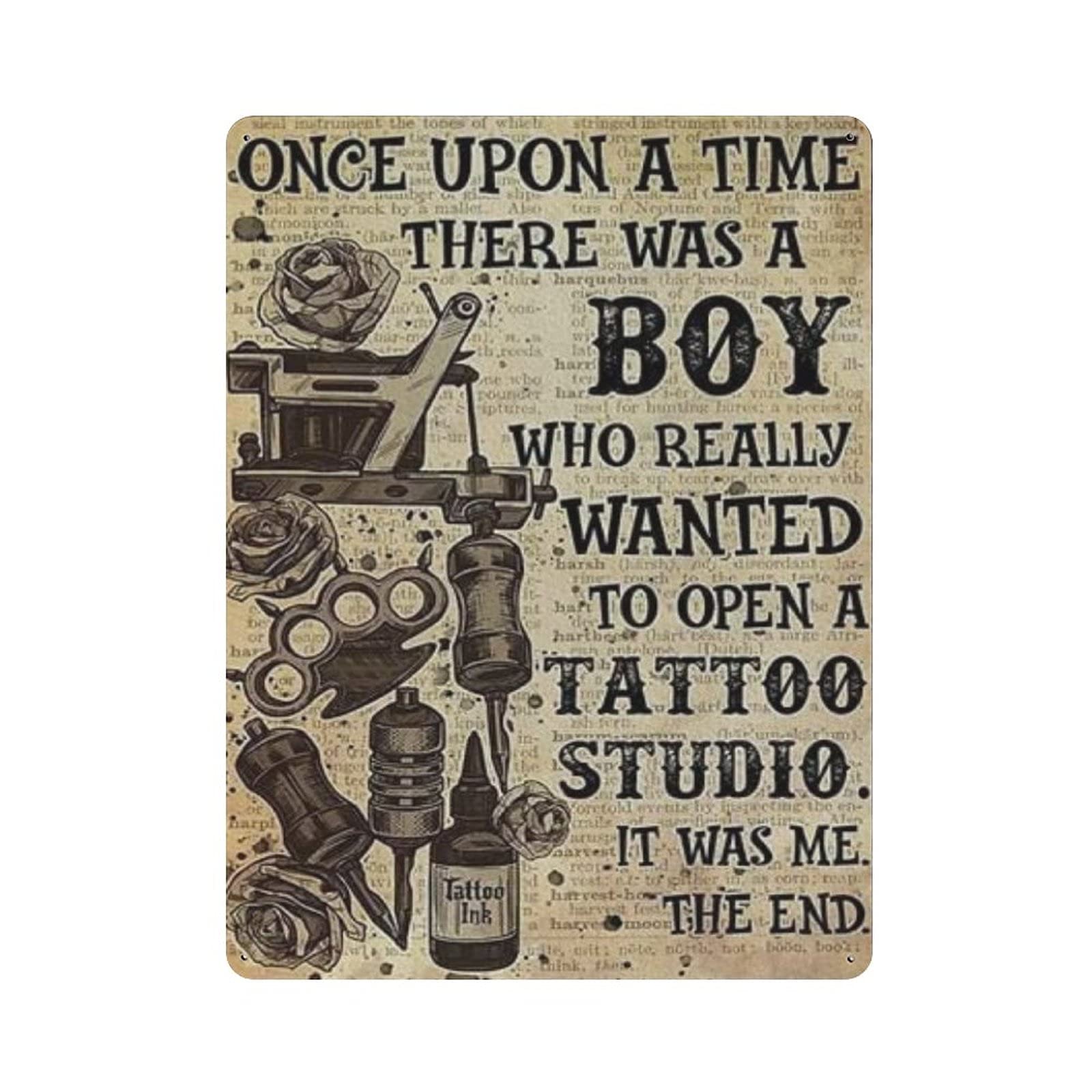 Metal Tin Sign Become A Tattoo Artist Vintage Tin Poster Metal Sign Wall Decoration Country Kitchen Home Garage Decor 16"x12"