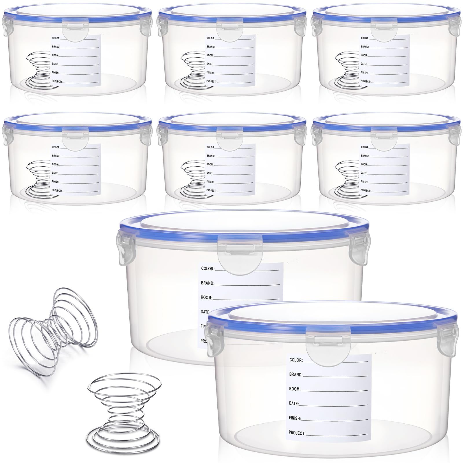 Remerry 8 Sets Paint Container with Stainless Steel Mixing Ball Touch up Storage Cups with Lids Paint Containers Storage Airtight for Repainting(2500 ml)