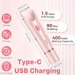Dermave Bikini Shaver, 2 in 1 Bikini Trimmer Women Waterproof Dual Head Shaver Women, Wet & Dry Womens Electric Razor for Pubic Hair Underarm Leg Arm Body Face(Pink)