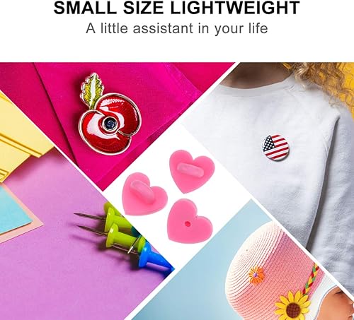 Miniatura 2 de EXCEART 100 piezas de pasador de goma con diseño de corazón de amor, mariposa, embrague, repuesto para insignias, pin de solapa, accesorio de