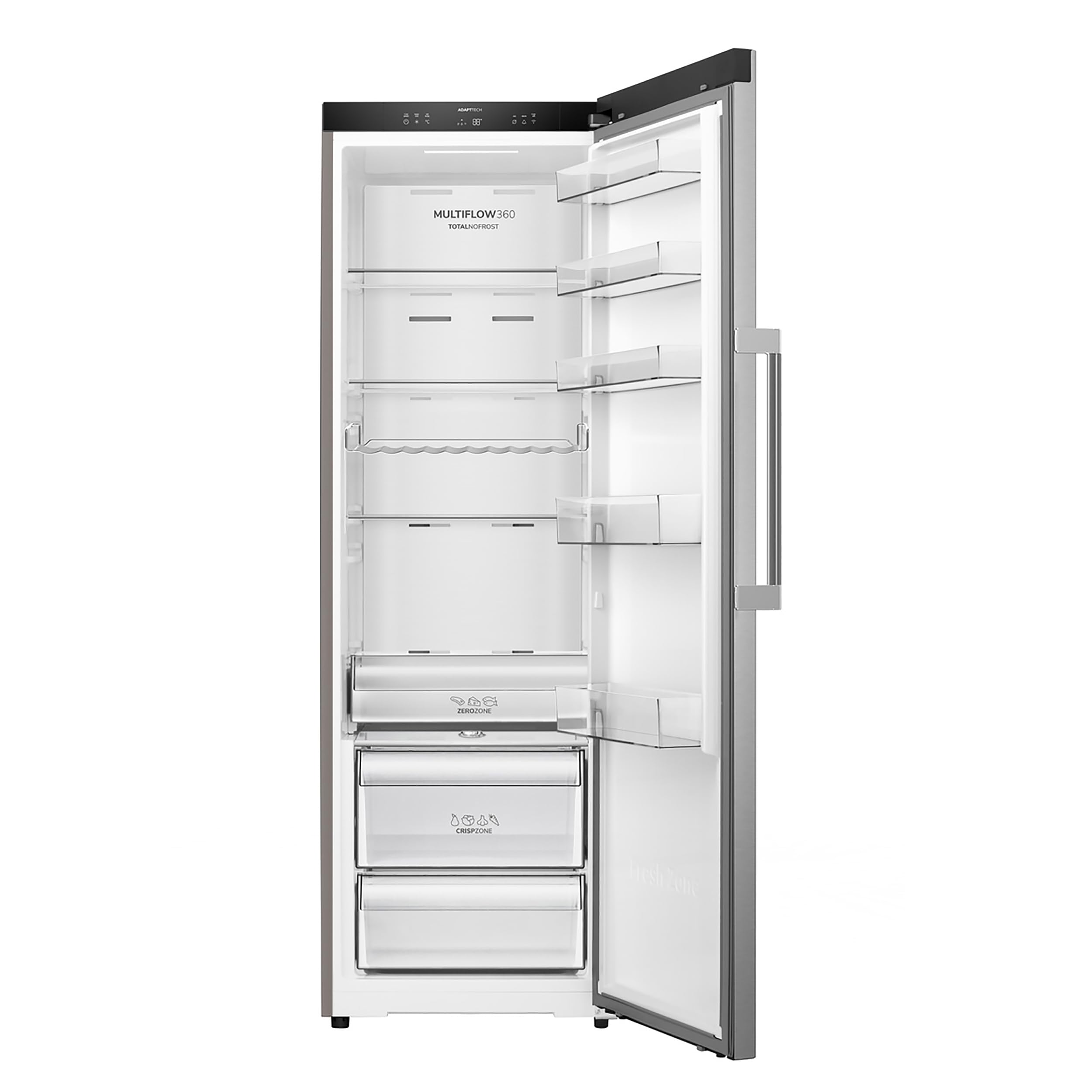 Gorenje RN618C6X6WF Kühlschrank, 372 Liter, SmartFit, 185cm Höhe, CrispZone mit Feuchteregler, Wifi, Flaschenhalter, Easy-open Griff, Inverter, BxHxT: 59,5×185,6×60 cm, Edelstahl