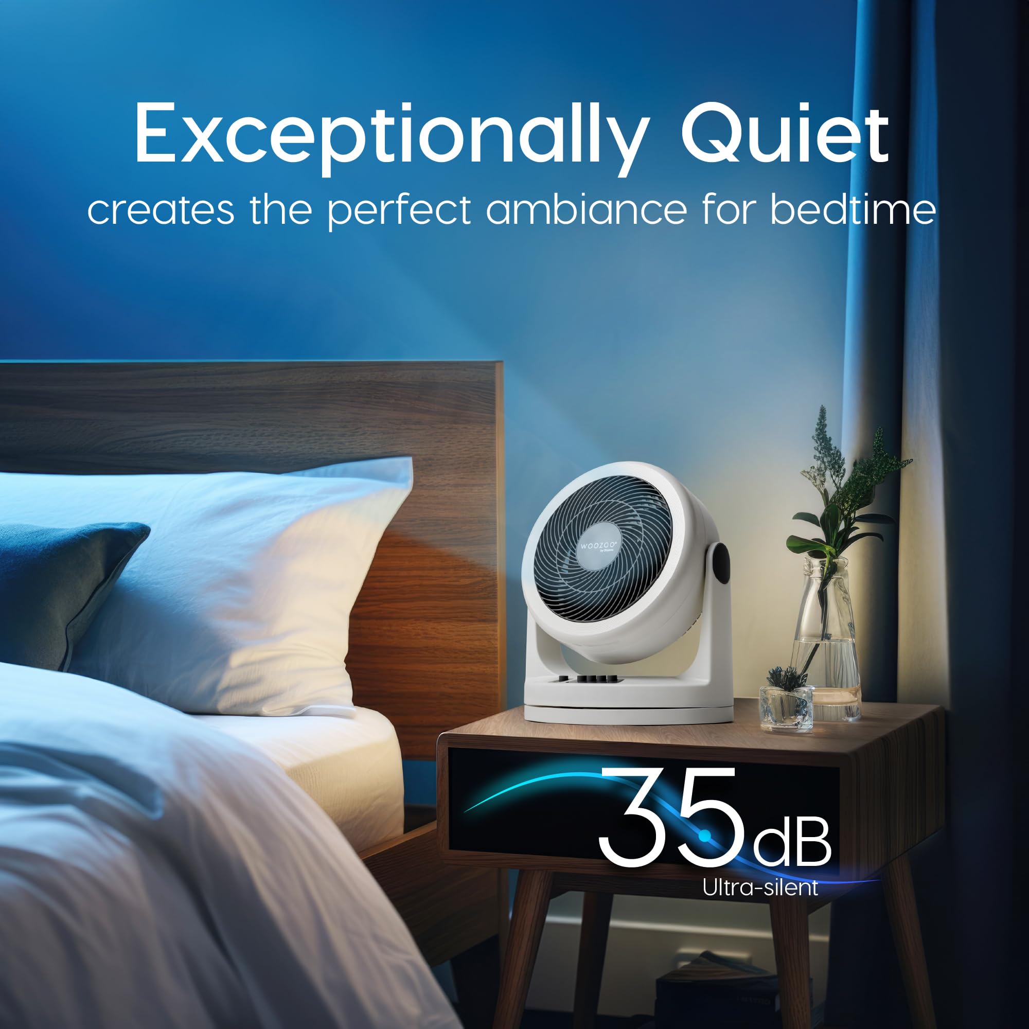 Ventilatore Da Tavolo Woozoo Nero - 3 Velocità, Silenzioso (<35 DB), Copertura 23 M², Per Casa E Ufficio - Foto 7