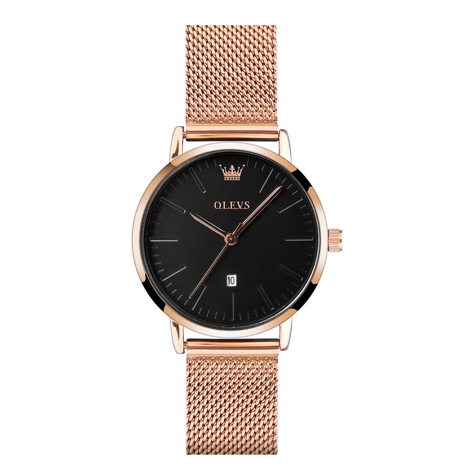OLEVS Women's Mesh Bracelet Watch, Elegant Large Face Three Hand Analog  Quartz Womens Wristwatch, Pretty Slim Date Display Waterproof Ladies Watches