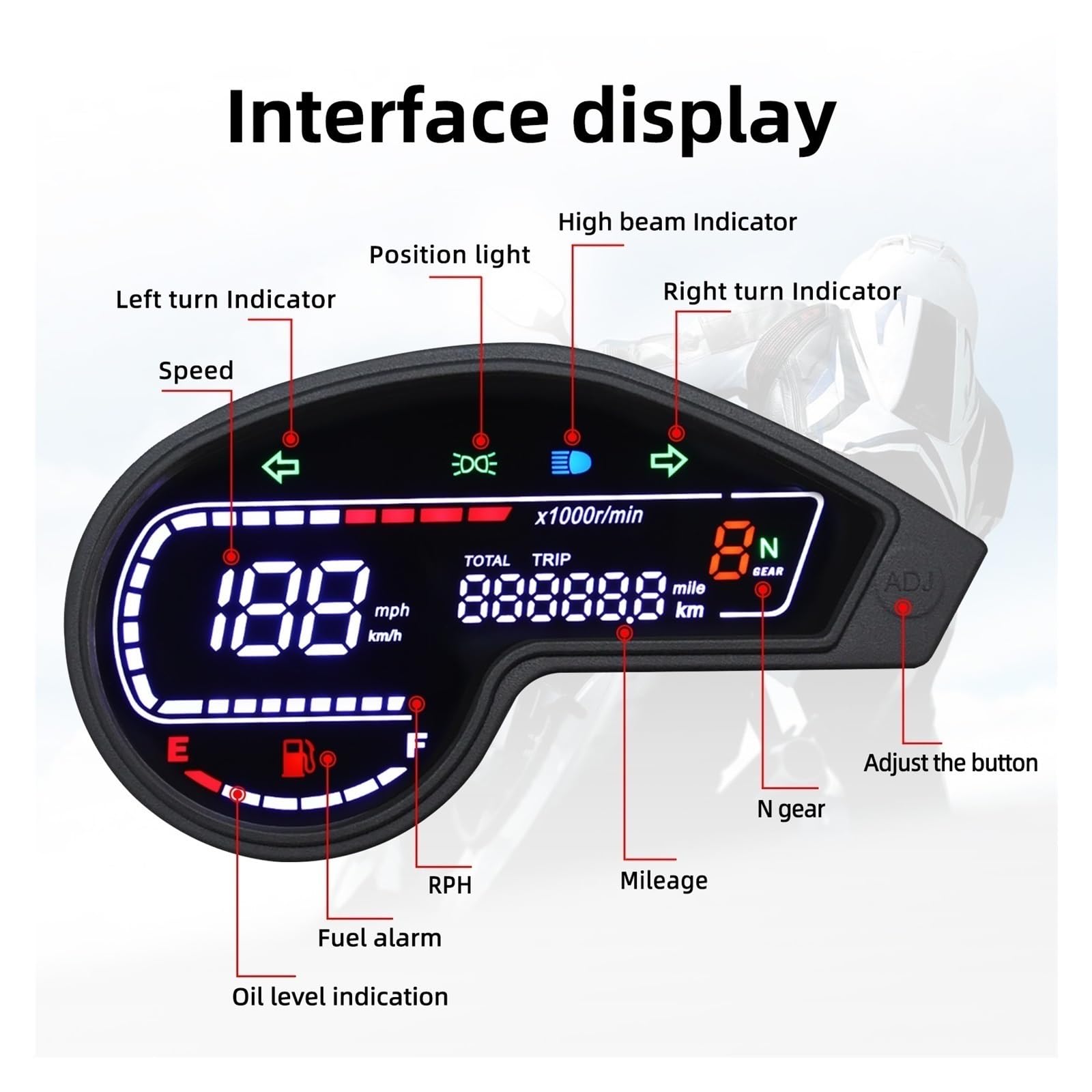 Tablero de moto Cuentakilómetros digital para motocicletas NXR150 NXR125 Bros 2003-2014, accesorios para tacómetro y odómetro de Brasil