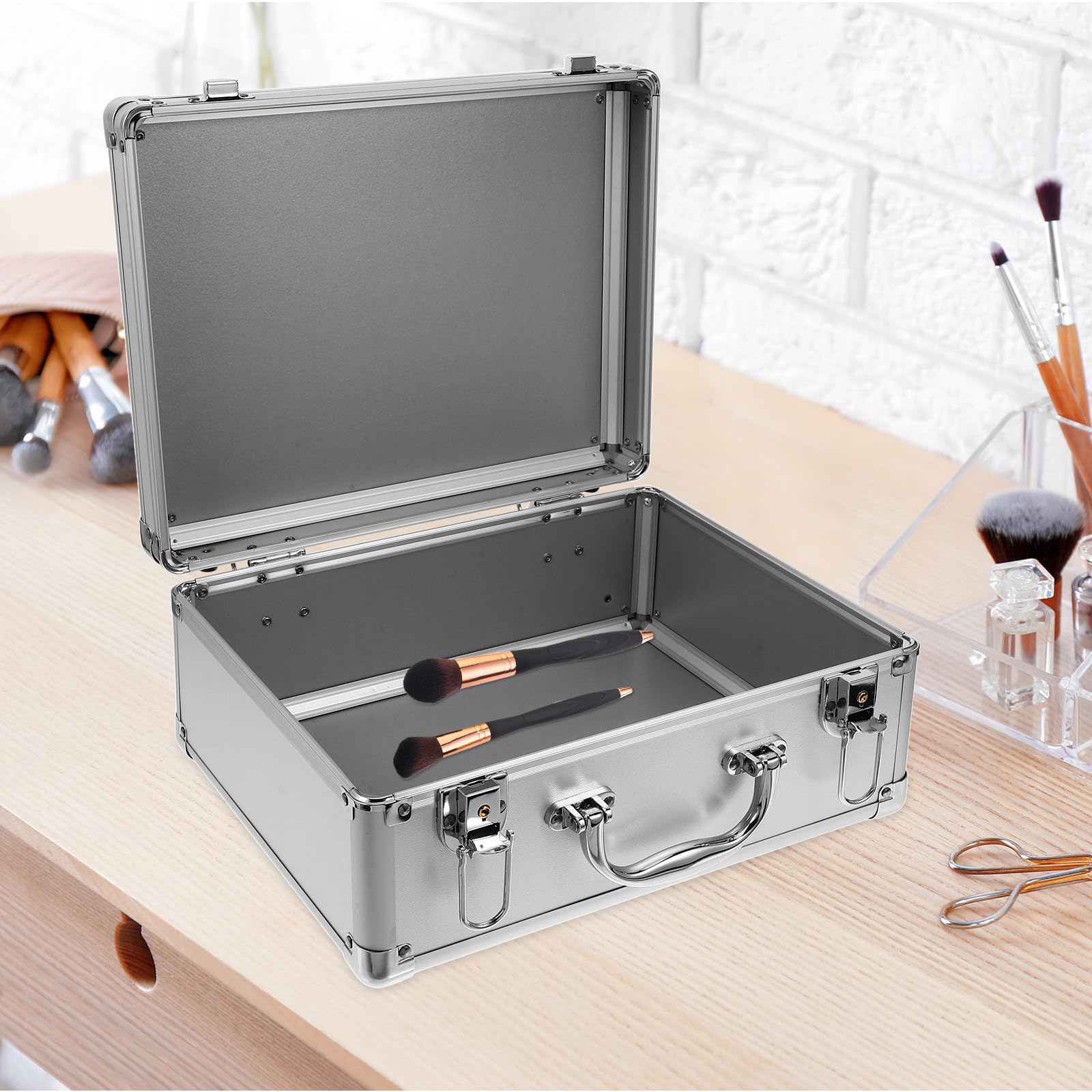 Healeved Valise en Métal, Coffret à Outils Portable en Alliage D'aluminium, Argenté, à Code, Rigide et Protecteur, pour Camping et Randonnée