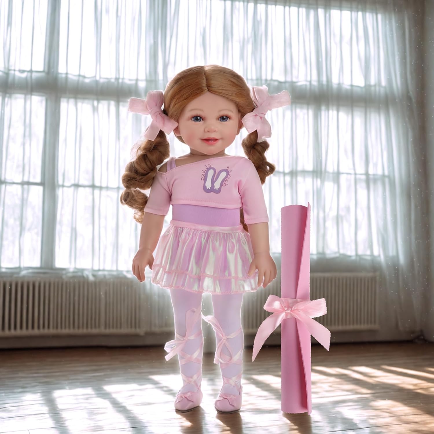 BABESIDE American 18 Inch Girl Doll, Ballerina Doll with Red-Golden Hair for Styling, Realistic Blue Eyes, Ballet Dress and Shoes, Dolls Accessories & Clothes for 3+ Year Old Girls