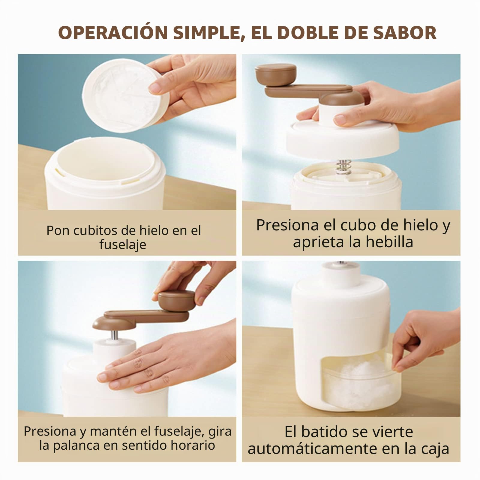 Trituradora de hielo manual Rotary - Cócteles Slush Machine Ice Cube Crusher - con bandejas de cubitos de hielo - para bar, cocina, accesorios para bebidas heladas (SYPBJ-001)