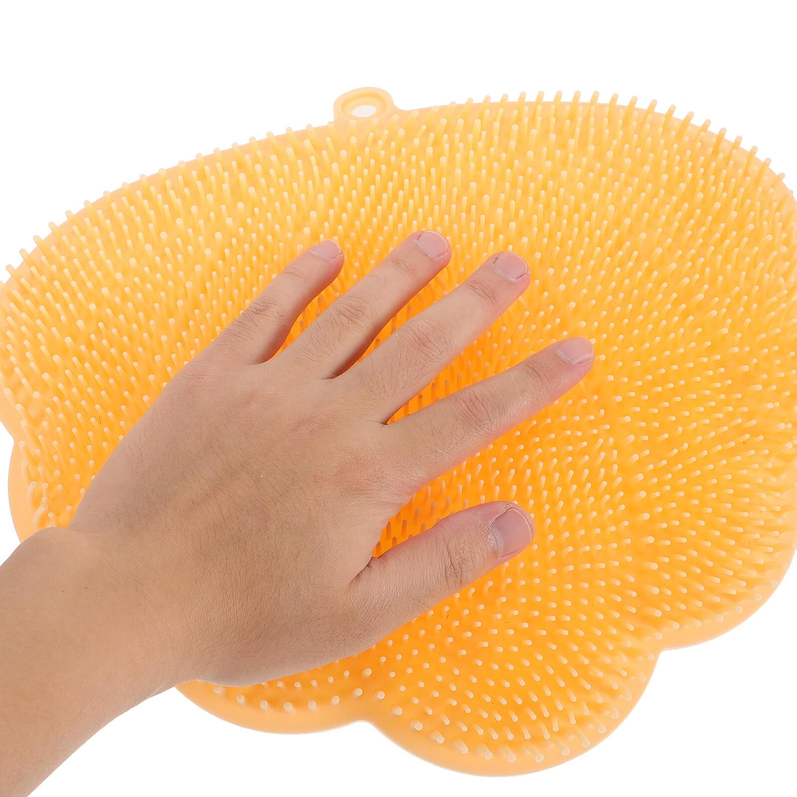 DECHOUS Silikon Fußmassagekissen und Rückenpeeling Matte Rutschfest Vielseitiger Fußschrubber für Dusche und Badewanne Gelb Wandmontierbar Hautschonend für Körperpflege