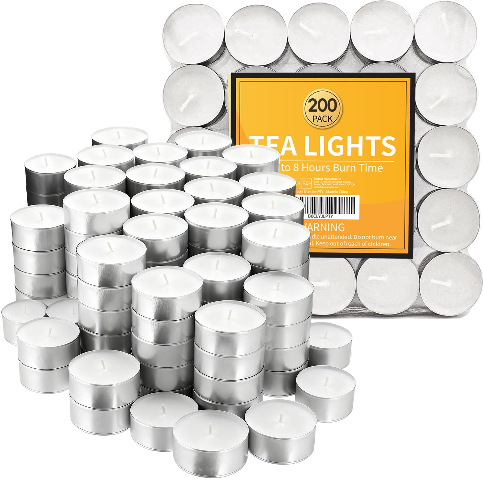 Ledivion Tea Lights Candles 8 Hour Long Burn Time White Unscented 200 Pack