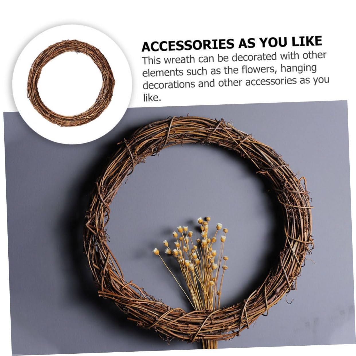 ABOOFAN 3 Piezas Guirnalda ratán Hecha a Mano Dofu Rattan Circle 3pcs 30cm decoración navideña decoração Mimbre Bricolaje círculos para Hacer Rings Navidad