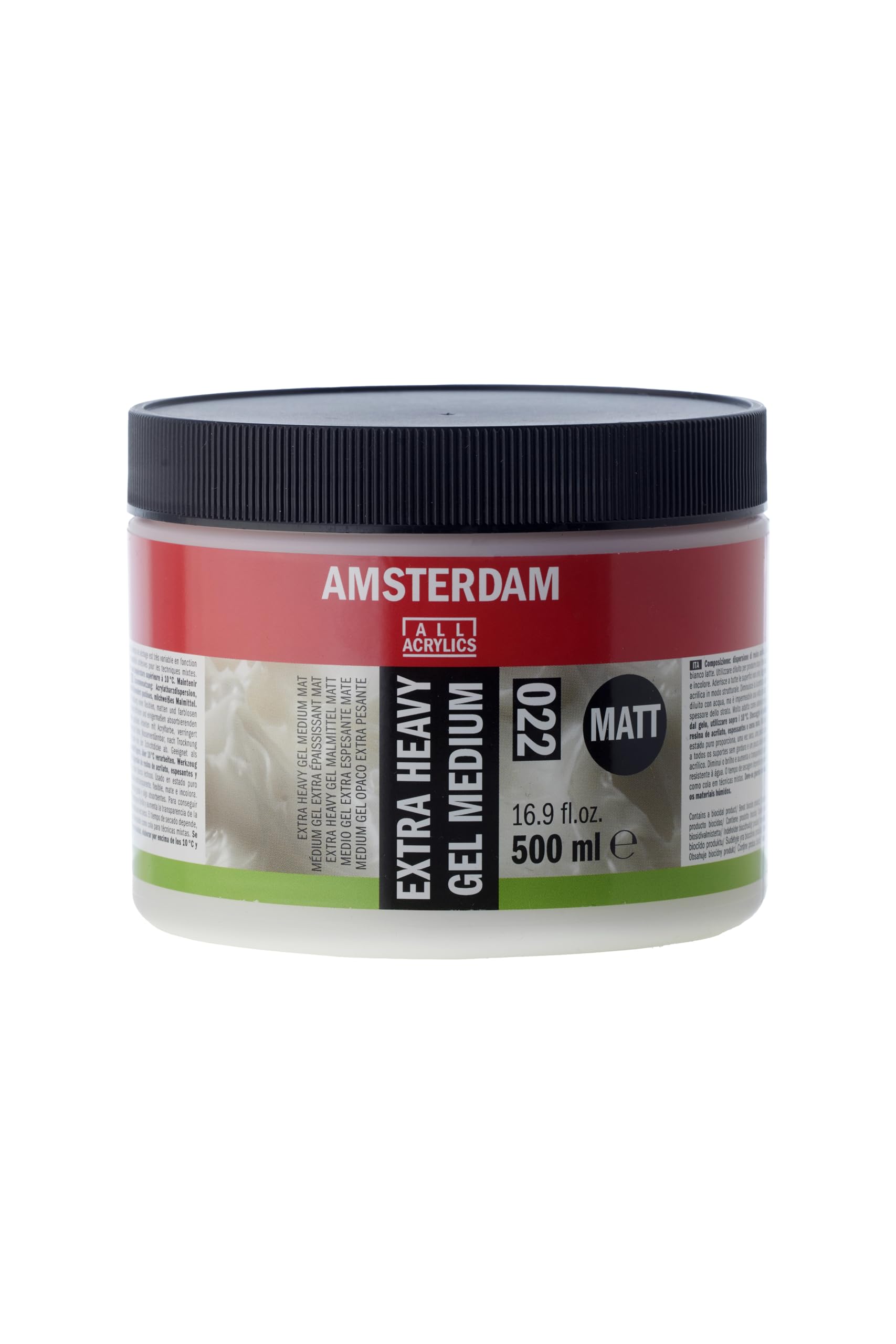 Amsterdam Mediums - Extra Heavy Gel Medium Matt 022-500 ml Jar - Enhances Acrylic Paint Volume & Texture with Matte Finish - Ideal for Mixed Media Techniques